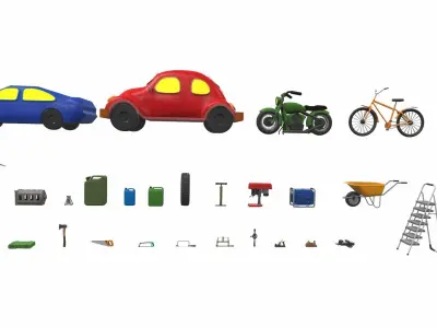 Cartoon work props pack vol 1 garage accessories 3D model