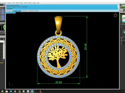 Elegant Tree Of Life Round Pendant With Decorative Frame 4232 3D print model