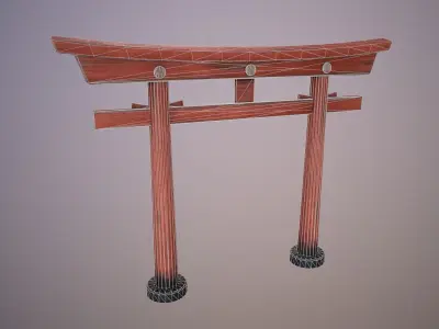 Japanese classic Torii Low-poly 3D model