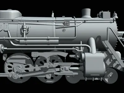 4-8-4 Old 1900s Steam Train Free 3D model