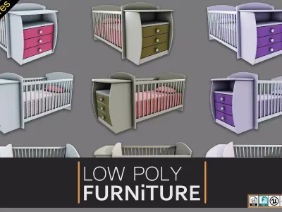 Cribs Furniture Low-poly 3D model