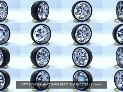 ORTAS CAR RIM 69-70 GAME READY RIM AND TIRE 3D Model Pack