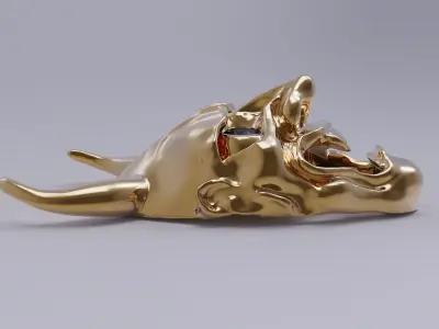 Hanya gold plated demon mask charm 3D print model