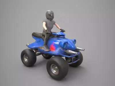 Quad Bike Rider Low-poly 3D model