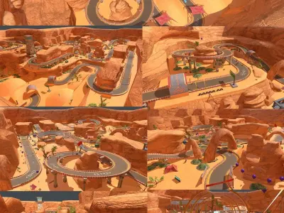 Racing location for casual mobile game Low-poly 3D model