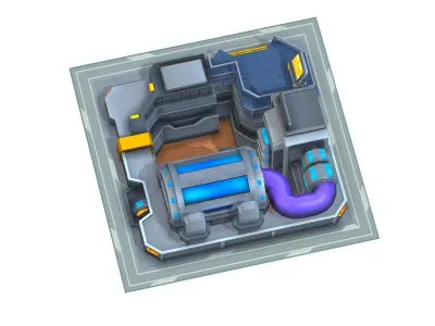 isometrical fuel rig platform station upgrade 2 Low-poly 3D model