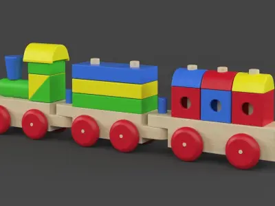 Wooden Toy Train 3D model