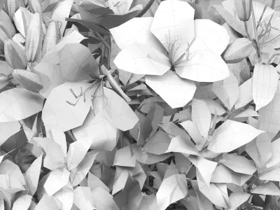 Pink lily crystal vases bouquet arrangement 3D model