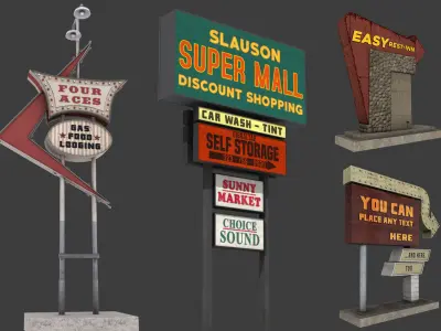 Road Signs Pack 3D Model Collection