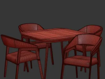 Dinning chair and table55 3D model