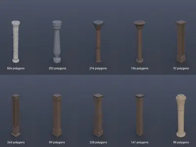 30 Low-poly Columsns Low-poly 3D model