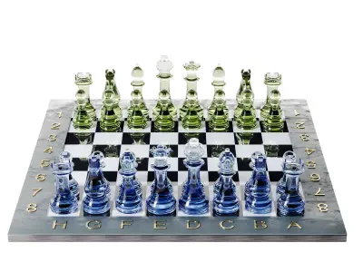 Glass Chess Low-poly 3D model