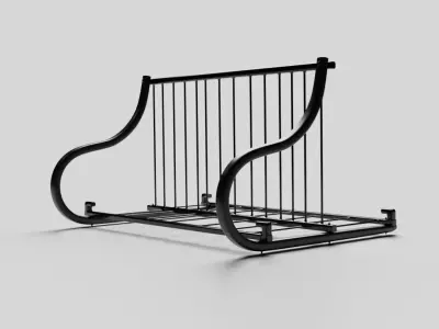 Curved Metal Bike Rack Low-poly 3D model