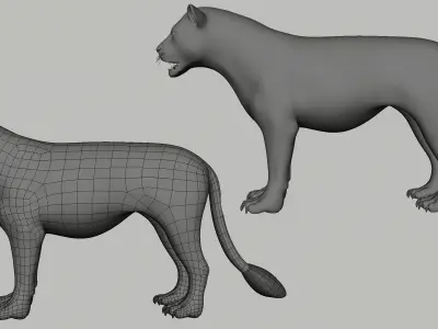 Lion Couple Low-poly 3D model