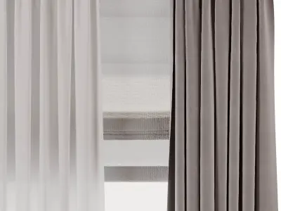 Curtains with Roman blinds 38 HBH  Low-poly 3D model