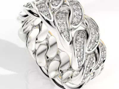 ring cuban chain 7 US size 3D print model 3D print model