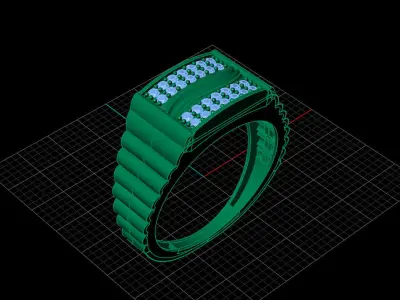 Print Ready STL 3DM  Gents Rings Diamond Men Ring  3D print model 8
