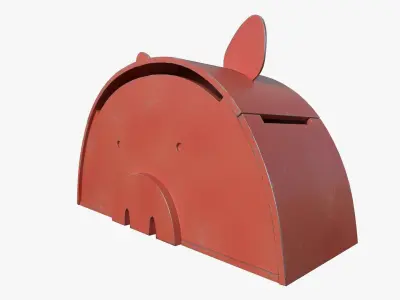 Pig Toy Box for Playing Equipments Child Room Metal Edition 3D model