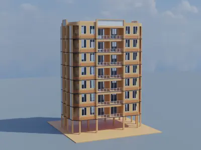 Residential Building Free low-poly 3D model