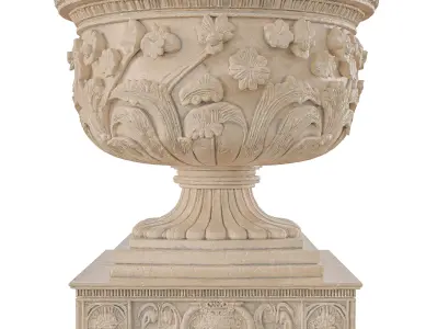 Ancient Sculpted Pot - Ornate Stone Garden Urn 3D model