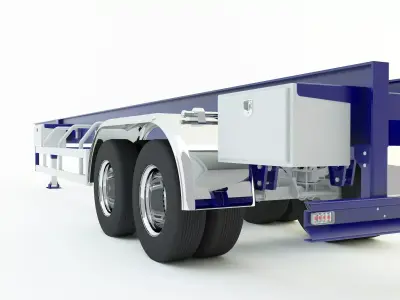  blue truck trailer 3d model 3D model