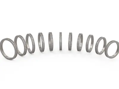 Model 1233 Eternity Band Ring 5-10 US Size 1point5mm Diamond 3D print model