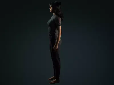 Stylized Female Character Sci-Fi Outfit  Rigged  Game Ready 3D model