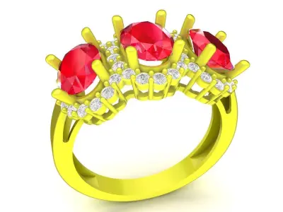 Luxury Oval Gemstone Crown Ring for Women 4858 3D print model