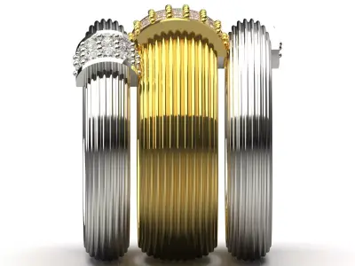 Stl 3dm Ring Modern 3D Design of Two-Tone Gold  jr00235 3D print model