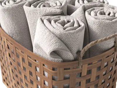 Basket with towels 3D model
