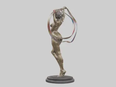 Gymnast with Ribbon statue model Low-poly 3D model