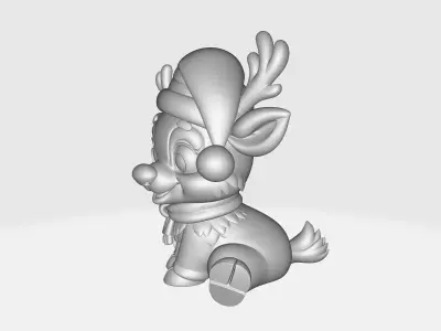 Christmas Reindeer Model Cute Holiday Rudolph Figurine  3D print model