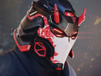 Cyber Samurai - cosplay helmet - DIGITAL FILE FOR 3D-PRINTING 3D print model