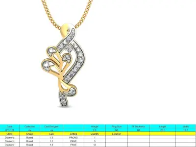 Solitaire Women Pendant 3dm STL OBJ FBX Renders Details 3D print model 17