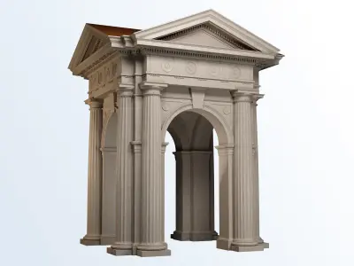 Arched portico in Doric Denticulated column order gazebo 3D model