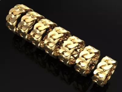 Chain ring - Miami Cuban ring - Link ring - Size 6 - 12 3D Model Collection
