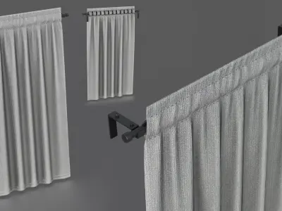 Curtain with Rod Low-poly 3D model