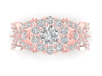 Luxury Multi-Layer Floral Diamond Ring for Women 2804 3D print model