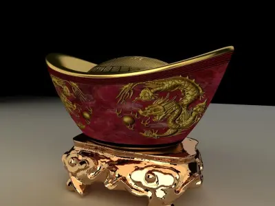 Chinese gold ingot 3D model