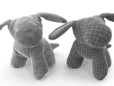 Plush Dog  - Low and High Poly Versions Low-poly 3D model