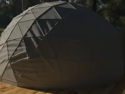 tent PBR dome in middle of wooded area 3D model