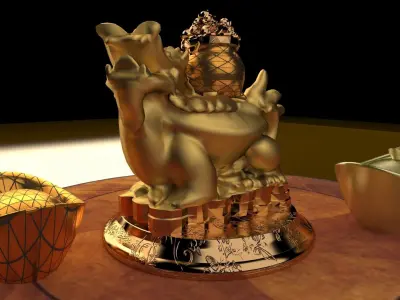 Chinese  gold Ingot with turtle 3D model