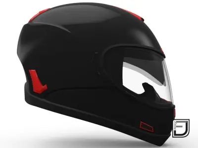 Black And Red Helmet H07 3D model