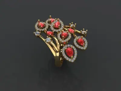 PEAR RUBY AND DIAMOND RING 3D print model