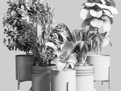 Indoor plnt 26- metal vase Low-poly 3D model