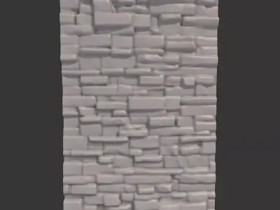 Cracked Dry Stone Wall Detail 3D model