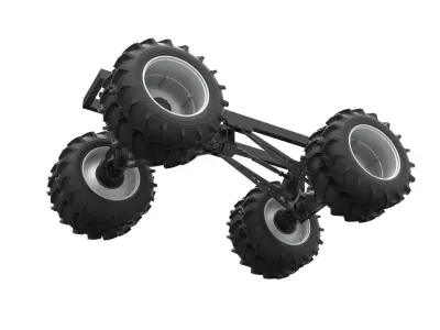 Chassis of Vintage Monster Truck double wheels Scale 1 to 25 3D print model