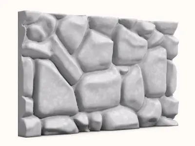 Crude Granite Block Wall Segment 3D model