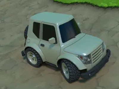 Low poly rigged cartoon off-road car Low-poly 3D model
