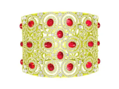6469 Luxury Oval Ruby Diamond Woman Bangle 3D print model